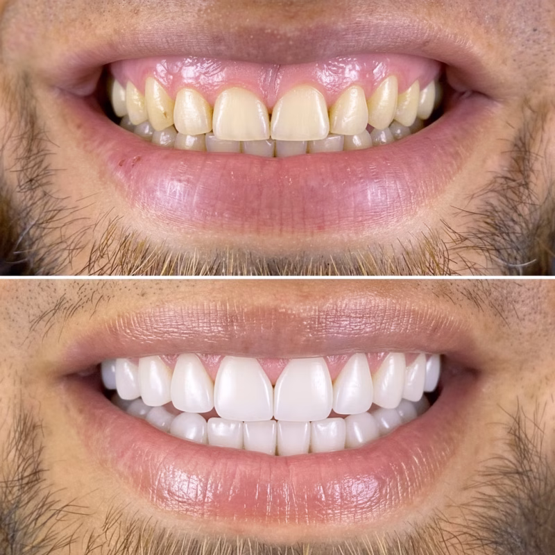 antes y después de diseño de sonrisa con carillas de disilicato